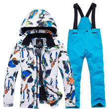 Load image into Gallery viewer, Outdoor Winter Children Ski Suit Skiing Jackets Set Girls Sports Waterproof Suit Boys Snow Thickening Warm Set Jackets + Pants