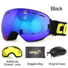 Load image into Gallery viewer, COPOZZ brand ski goggles 2 layer lens anti-fog UV400 day and night spherical snowboard glasses men women skiing snow goggles Set