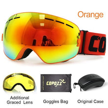 Load image into Gallery viewer, COPOZZ brand ski goggles 2 layer lens anti-fog UV400 day and night spherical snowboard glasses men women skiing snow goggles Set