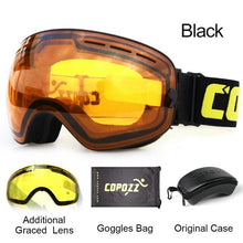 Load image into Gallery viewer, COPOZZ brand ski goggles 2 layer lens anti-fog UV400 day and night spherical snowboard glasses men women skiing snow goggles Set