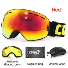 Load image into Gallery viewer, COPOZZ brand ski goggles 2 layer lens anti-fog UV400 day and night spherical snowboard glasses men women skiing snow goggles Set