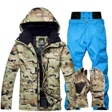 Load image into Gallery viewer, Winter Warm Camouflage Ski Suit Men Skiing Suit Sets Outdoor Snow Clothes Waterproof Windproof Adult Sports Suit