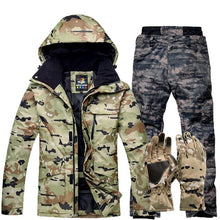 Load image into Gallery viewer, Winter Warm Camouflage Ski Suit Men Skiing Suit Sets Outdoor Snow Clothes Waterproof Windproof Adult Sports Suit