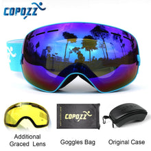 Load image into Gallery viewer, COPOZZ Ski Goggles with Case & Yellow Lens UV400 Anti-fog Spherical Ski Glasses Skiing Men Women Snow Goggles + Lens + Box Set