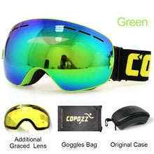 Load image into Gallery viewer, COPOZZ Ski Goggles with Case & Yellow Lens UV400 Anti-fog Spherical Ski Glasses Skiing Men Women Snow Goggles + Lens + Box Set