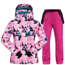 Load image into Gallery viewer, Warm Ski Suit Women Winter Female Ski Jacket And Pants Waterproof Windproof Breathable Skiing And Snowboarding Suits Snow Set