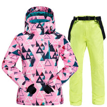 Load image into Gallery viewer, Warm Ski Suit Women Winter Female Ski Jacket And Pants Waterproof Windproof Breathable Skiing And Snowboarding Suits Snow Set