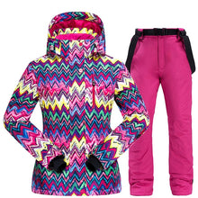 Load image into Gallery viewer, Warm Ski Suit Women Winter Female Ski Jacket And Pants Waterproof Windproof Breathable Skiing And Snowboarding Suits Snow Set