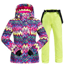 Load image into Gallery viewer, Warm Ski Suit Women Winter Female Ski Jacket And Pants Waterproof Windproof Breathable Skiing And Snowboarding Suits Snow Set
