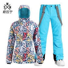 Load image into Gallery viewer, Winter ski suit women's windproof Waterproof warm adult outdoor veneer double board snow Coat+Trousers For Female
