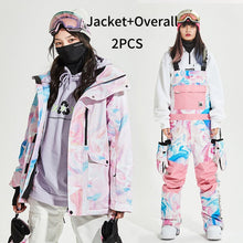 Load image into Gallery viewer, Warm Ski Suit for Women Hooded Jacket Overall Woman Snowboarding Set Winter Sports Suits Female Waterproof Snow Costume Clothes