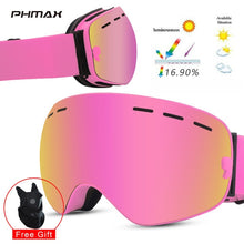 Load image into Gallery viewer, PHMAX Ski Goggles Men Anti-Fog Snowboard Glasses UV400 Double Layers Skiing Mask Goggles Women Winter Outdoor Snow Sunglasses
