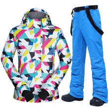 Load image into Gallery viewer, Winter Ski Suit Women New Touch Screen Gloves Waterproof Warm Ski Jackets and Pants for Women Skiing and Snowboarding Suits