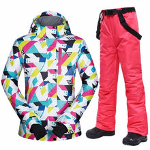 Load image into Gallery viewer, Winter Ski Suit Women New Touch Screen Gloves Waterproof Warm Ski Jackets and Pants for Women Skiing and Snowboarding Suits