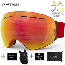 Load image into Gallery viewer, PHMAX Brand Ski Goggles Winter UV400 Anti-Fog Skiing Glasses Men Women Double Layers Outdoor Snowboard Goggles With Free Mask