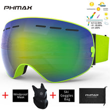 Load image into Gallery viewer, PHMAX Brand Ski Goggles Winter UV400 Anti-Fog Skiing Glasses Men Women Double Layers Outdoor Snowboard Goggles With Free Mask
