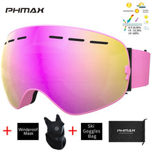 Load image into Gallery viewer, PHMAX Brand Ski Goggles Winter UV400 Anti-Fog Skiing Glasses Men Women Double Layers Outdoor Snowboard Goggles With Free Mask