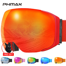 Load image into Gallery viewer, PHMAX Brand Ski Goggles Magnetic Men Women Winter Anti-Fog Snow Ski Glasses With Free Mask Double Layers UV400 Snowboard Goggles