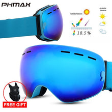 Load image into Gallery viewer, PHMAX Brand Ski Goggles Magnetic Men Women Winter Anti-Fog Snow Ski Glasses With Free Mask Double Layers UV400 Snowboard Goggles