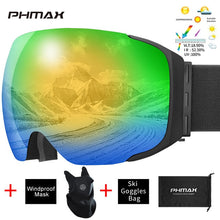 Load image into Gallery viewer, PHMAX Brand Ski Goggles Magnetic Men Women Winter Anti-Fog Snow Ski Glasses With Free Mask Double Layers UV400 Snowboard Goggles