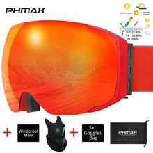 Load image into Gallery viewer, PHMAX Brand Ski Goggles Magnetic Men Women Winter Anti-Fog Snow Ski Glasses With Free Mask Double Layers UV400 Snowboard Goggles