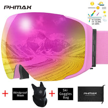Load image into Gallery viewer, PHMAX Brand Ski Goggles Magnetic Men Women Winter Anti-Fog Snow Ski Glasses With Free Mask Double Layers UV400 Snowboard Goggles