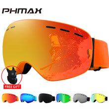 Load image into Gallery viewer, PHMAX Brand Ski Goggles Winter UV400 Anti-Fog Skiing Glasses Men Women Double Layers Outdoor Snowboard Goggles With Free Mask