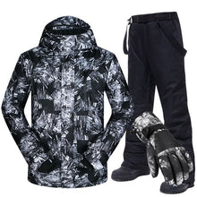 Load image into Gallery viewer, Ski Suit Men Winter Warm Waterproof Breathable And Touch Screen Gloves Snow Jacket And Pants Skiing And Snowboarding Jacket Men