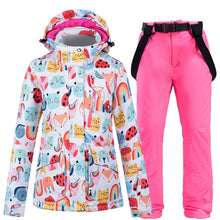 Load image into Gallery viewer, Women Ski Suit Jacket Waterproof Snowboard Colorful Ski Jacket and Pants Set Winter Windproof Warm Jacket Outdoor Clothing