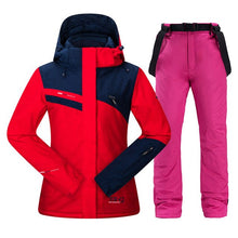 Load image into Gallery viewer, Women Ski Suit Warm Windproof Waterproof Hooded Snow Jacket + Pants Female Winter Outdoor Snowboard Snowmobile Snow Suit