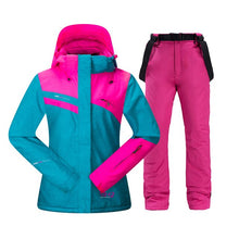 Load image into Gallery viewer, Women Ski Suit Warm Windproof Waterproof Hooded Snow Jacket + Pants Female Winter Outdoor Snowboard Snowmobile Snow Suit