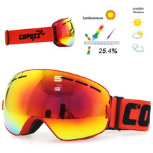 Load image into Gallery viewer, COPOZZ brand professional ski goggles double layers lens anti-fog UV400 big ski glasses skiing snowboard men women snow goggles
