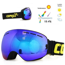 Load image into Gallery viewer, COPOZZ brand professional ski goggles double layers lens anti-fog UV400 big ski glasses skiing snowboard men women snow goggles