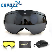 Load image into Gallery viewer, COPOZZ brand ski goggles 2 layer lens anti-fog UV400 day and night spherical snowboard glasses men women skiing snow goggles Set