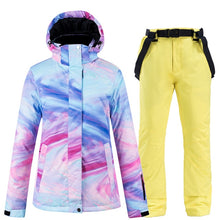 Load image into Gallery viewer, New Colorful Snow Suit Wear Women's Snowboard Clothing Winter Waterproof Thicken Costumes Outdoor Ski Jacket + Strap Pants Bibs
