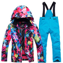 Load image into Gallery viewer, Outdoor Winter Children Ski Suit Skiing Jackets Set Girls Sports Waterproof Suit Boys Snow Thickening Warm Set Jackets + Pants
