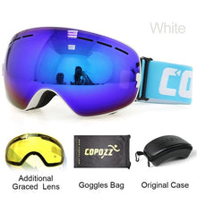 Load image into Gallery viewer, COPOZZ brand ski goggles 2 layer lens anti-fog UV400 day and night spherical snowboard glasses men women skiing snow goggles Set
