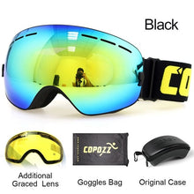 Load image into Gallery viewer, COPOZZ brand ski goggles 2 layer lens anti-fog UV400 day and night spherical snowboard glasses men women skiing snow goggles Set
