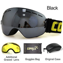 Load image into Gallery viewer, COPOZZ brand ski goggles 2 layer lens anti-fog UV400 day and night spherical snowboard glasses men women skiing snow goggles Set
