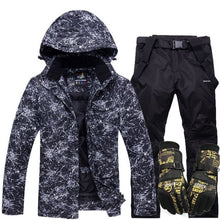 Load image into Gallery viewer, New Thicken Warm Ski Suit Men Women Winter Windproof Waterproof Skiing Gloves Snowboard Jacket Pants Suit Male Plus Size 3XL
