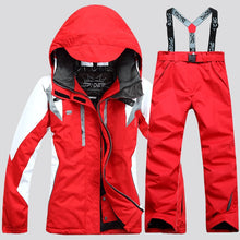 Load image into Gallery viewer, Women's Winter Jackets hooded Windproof Thicken Warm Coat Women Ski Jacket and Pant Suits Snowboard Set Female Skiing Suit
