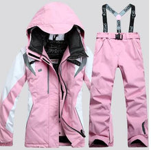 Load image into Gallery viewer, Women's Winter Jackets hooded Windproof Thicken Warm Coat Women Ski Jacket and Pant Suits Snowboard Set Female Skiing Suit
