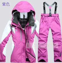 Load image into Gallery viewer, Women's Winter Jackets hooded Windproof Thicken Warm Coat Women Ski Jacket and Pant Suits Snowboard Set Female Skiing Suit
