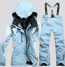 Load image into Gallery viewer, Women's Winter Jackets hooded Windproof Thicken Warm Coat Women Ski Jacket and Pant Suits Snowboard Set Female Skiing Suit

