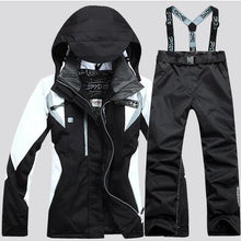 Load image into Gallery viewer, Women's Winter Jackets hooded Windproof Thicken Warm Coat Women Ski Jacket and Pant Suits Snowboard Set Female Skiing Suit
