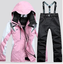 Load image into Gallery viewer, Women's Winter Jackets hooded Windproof Thicken Warm Coat Women Ski Jacket and Pant Suits Snowboard Set Female Skiing Suit
