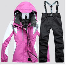 Load image into Gallery viewer, Women's Winter Jackets hooded Windproof Thicken Warm Coat Women Ski Jacket and Pant Suits Snowboard Set Female Skiing Suit
