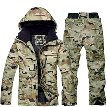 Load image into Gallery viewer, Winter Warm Camouflage Ski Suit Men Skiing Suit Sets Outdoor Snow Clothes Waterproof Windproof Adult Sports Suit
