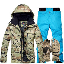 Load image into Gallery viewer, Winter Warm Camouflage Ski Suit Men Skiing Suit Sets Outdoor Snow Clothes Waterproof Windproof Adult Sports Suit
