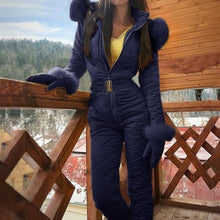 Load image into Gallery viewer, Winter Women Warm Snowsuit Jumpsuit Outdoor Patchwork Sports Zipper Ski Suit Waterproof Thicken Hooded Solid Ladies Jumpsuits
